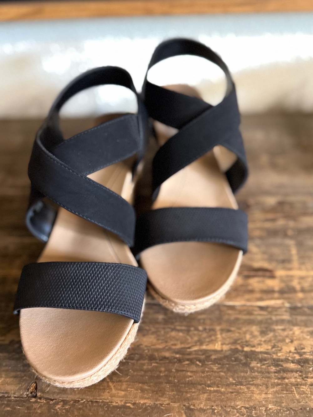 Women's Black Strappy Elastic Platform Sandals Dr Scholl’s